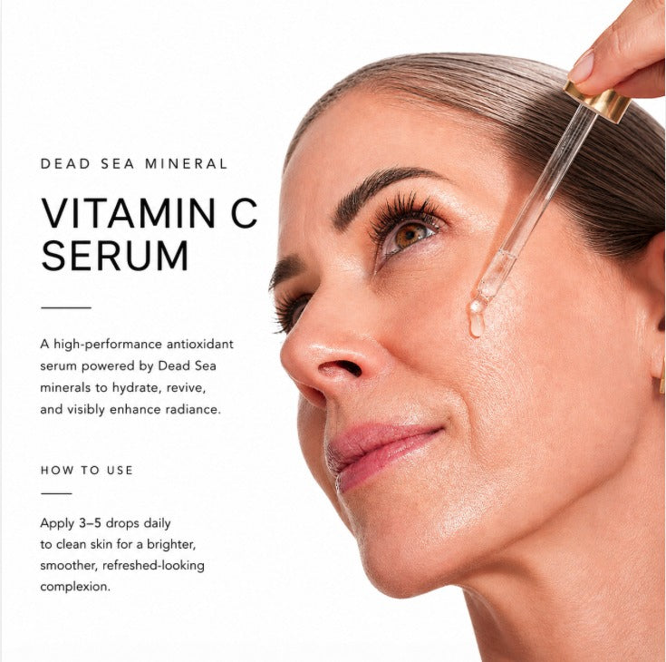 Woman applying Vitamin C Radiance Serum with the dropper