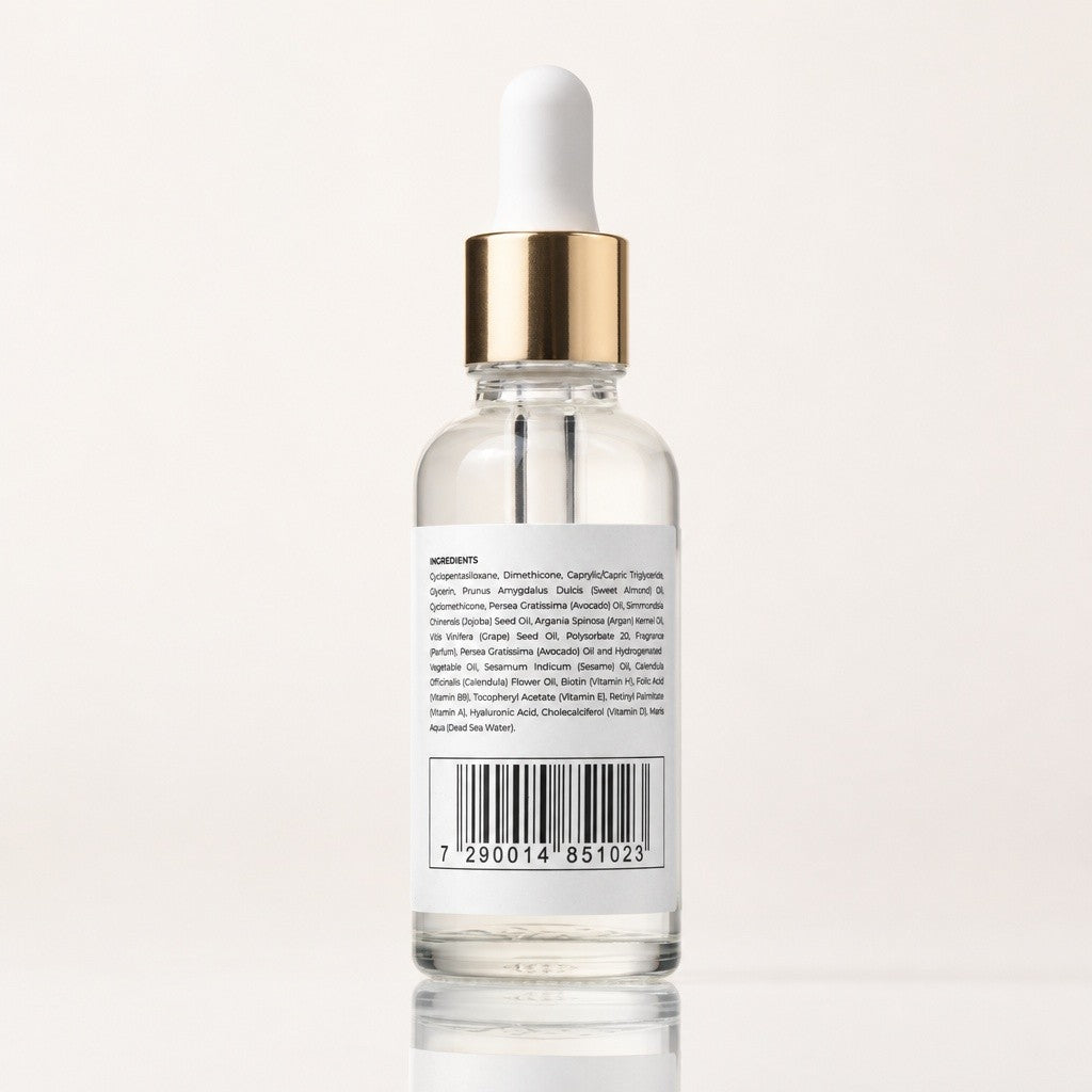 Vitamin D Radiance Oil Serum back label with full ingredient list