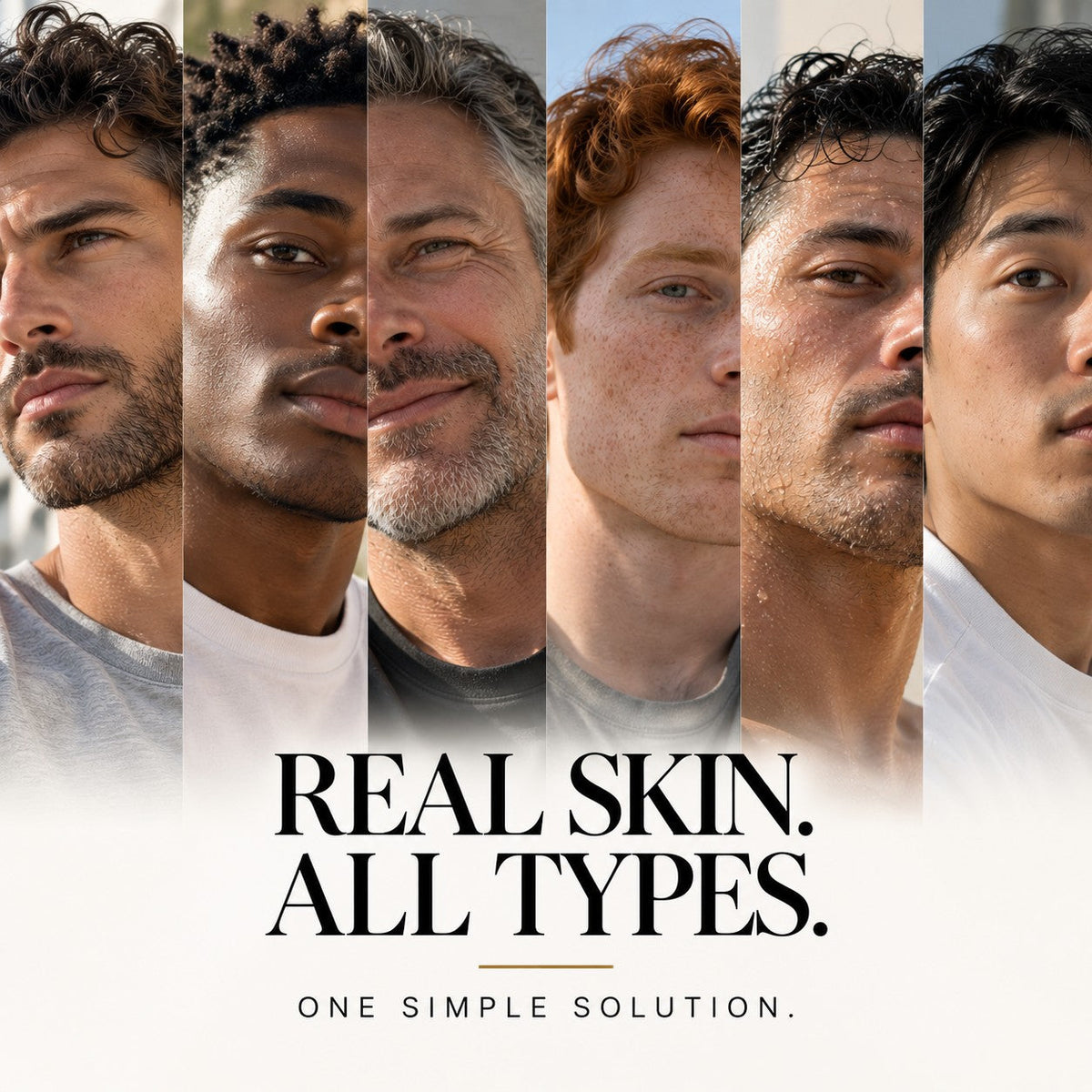 Men with different skin tones and types, The Men's Grooming Ritual by Arianna Men for all skin types